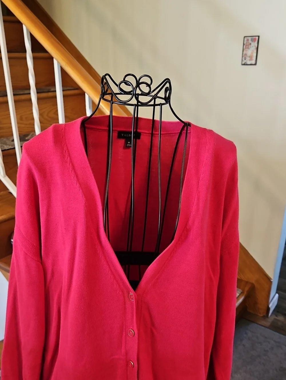 👚Talbots Raspberry Pink V-Neck Button Cardigan - Picture 3 of 9